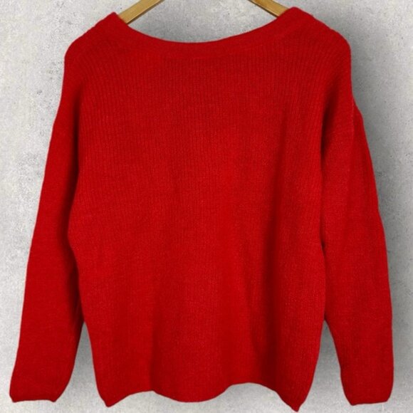 Sezane Cooper Mohair Alpaca Tie Neck Sweater Red Womens Size Medium French Knit - Picture 5 of 14